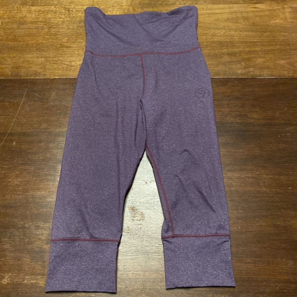 Zumba Capri Legging Pants High Waisted Work out Dance‎  yoga  Gym Purple S (3I)